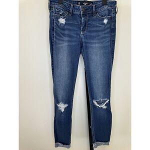 Hollister Distressed Low Rise Super Skinny Jeans Crop Size 00